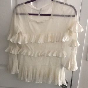 Patrizia Pepe Ivory Tiered Ruffle Blouse Top Sz 1 / Small